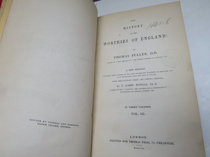The History of the Worthies of England by Thomas Fuller Vol III 1840 book image 3