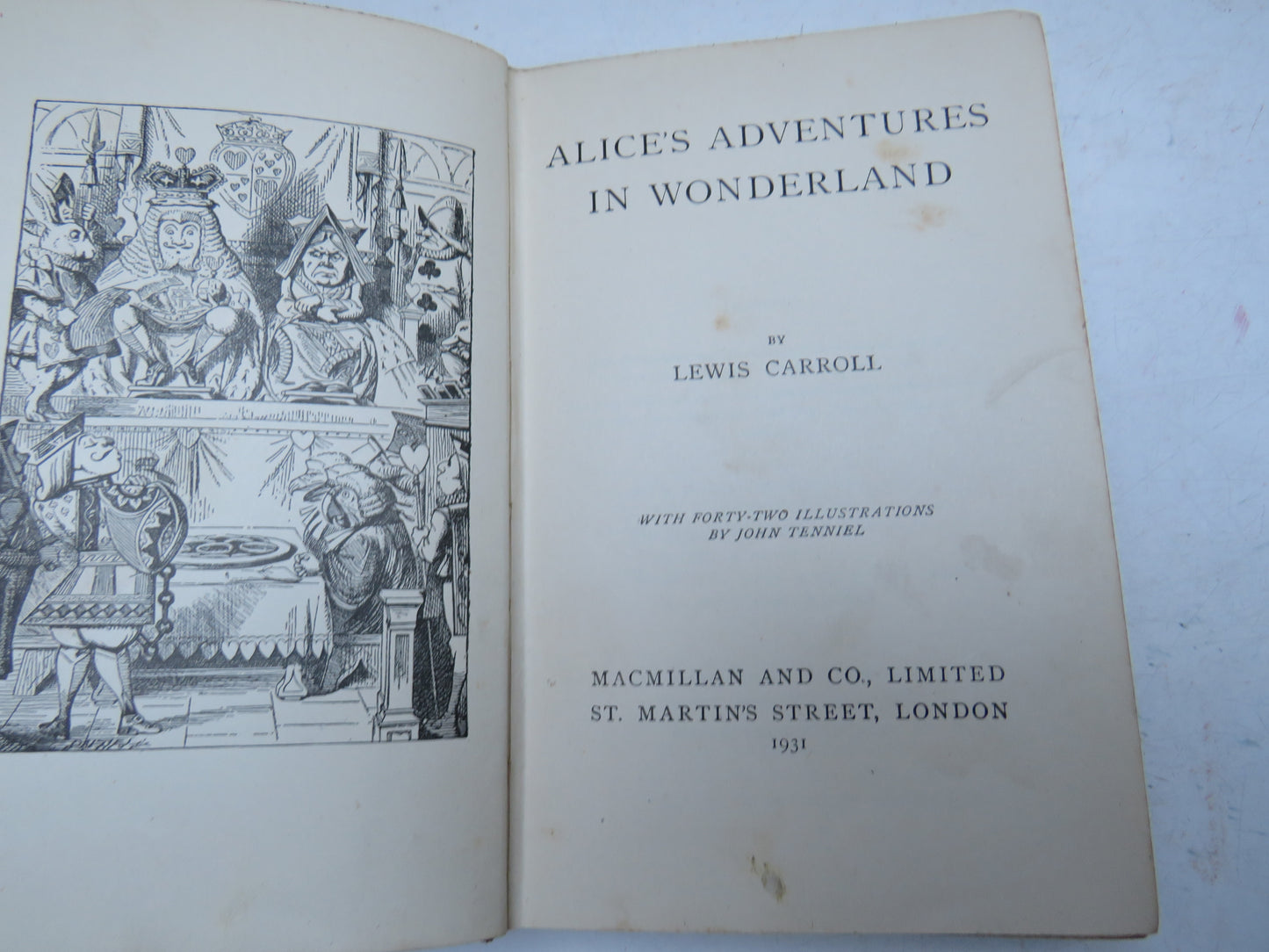 Alice's Adventures In Wonderland By Lewis Carroll 1931