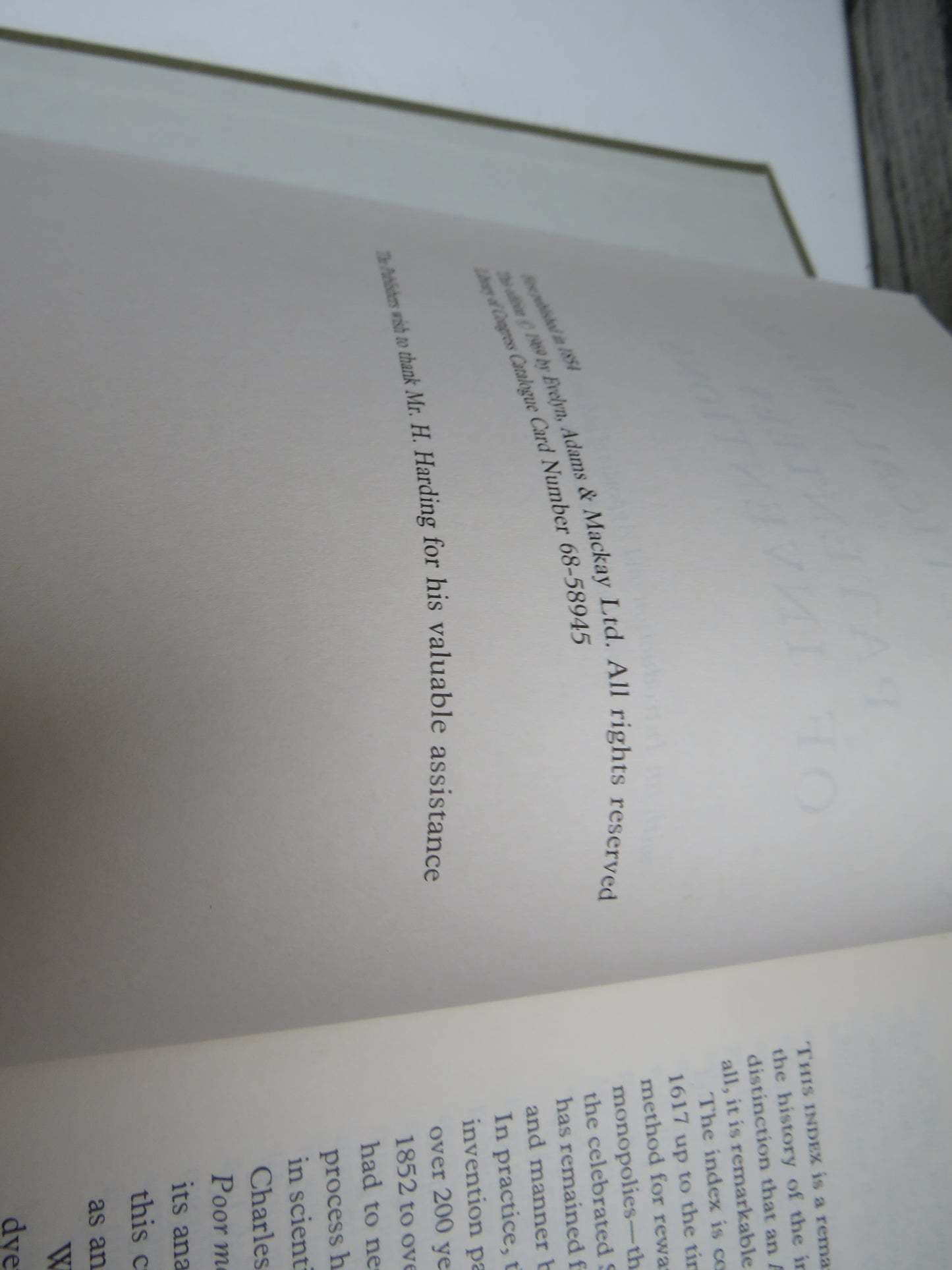 Alphabetical Index of Patentees of Inventions By Bennet Woodcroft 1969