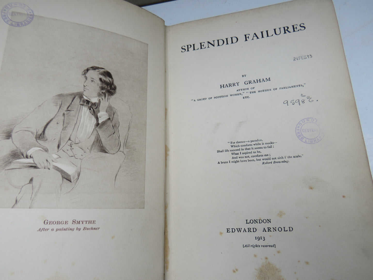 Splendid Failures By Harry Graham 1913 Antique Book