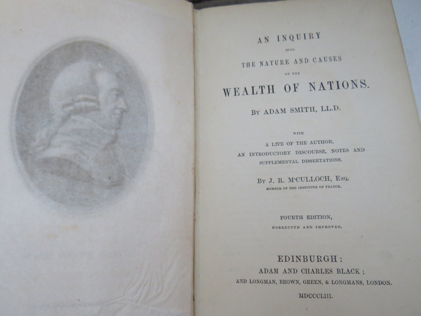 An Inquiry Into The Nature and Causes of the Wealth of Nations By Adam Smith 1853