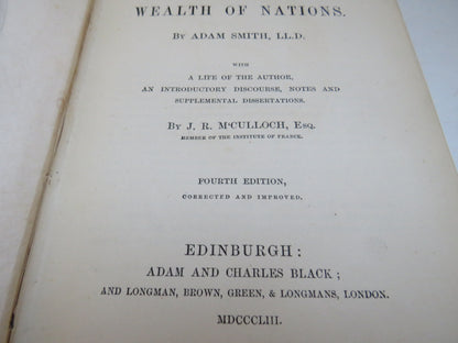An Inquiry Into The Nature and Causes of the Wealth of Nations By Adam Smith 1853
