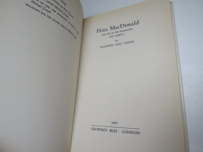 Flora MacDonald, Her Life in the Highlands and America, by Elizabeth Gray Vining, 1967 book image 3