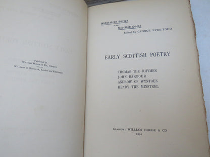 Early Scottish Poetry Thomas The Rhymer John Barbour Androw of Wyntoun Henry The Minstrel 1891