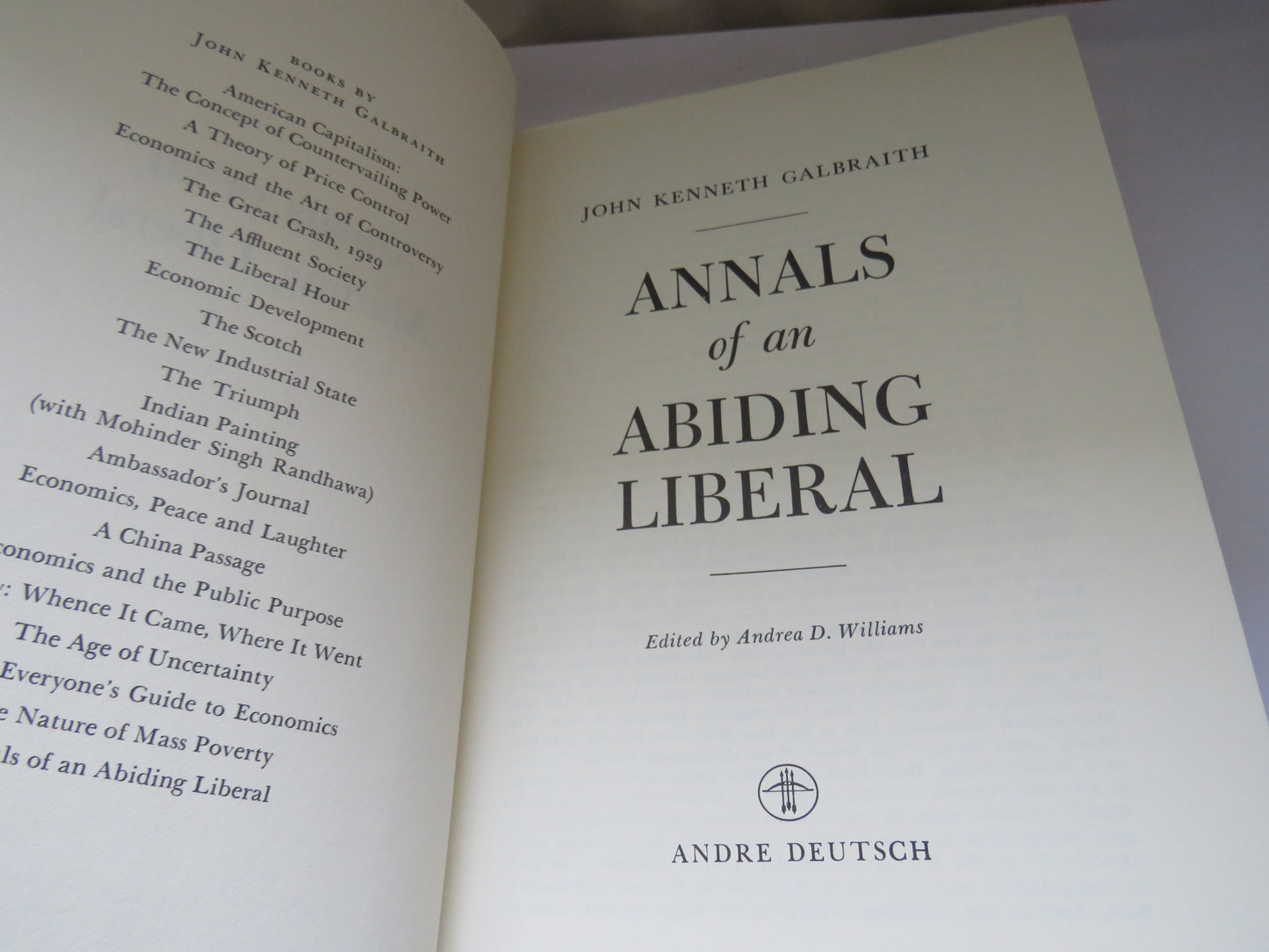 Annals of an Abiding Liberal By John Kenneth Galbraith 1980