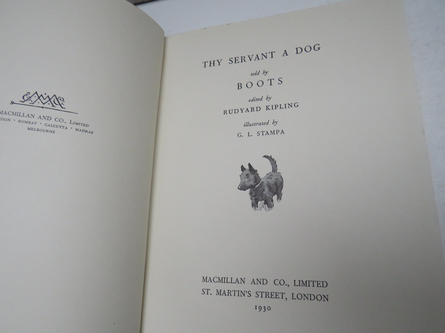 Thy Servant A Dog Told By Boots Edited Rudyard Kipling Illustrated By G.L. Stampa 1930