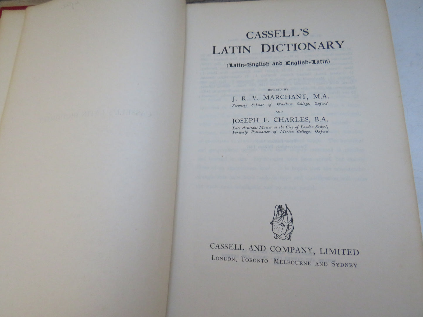 Cassell's Latin Dictionary (Latin-English and English-Latin) 1957