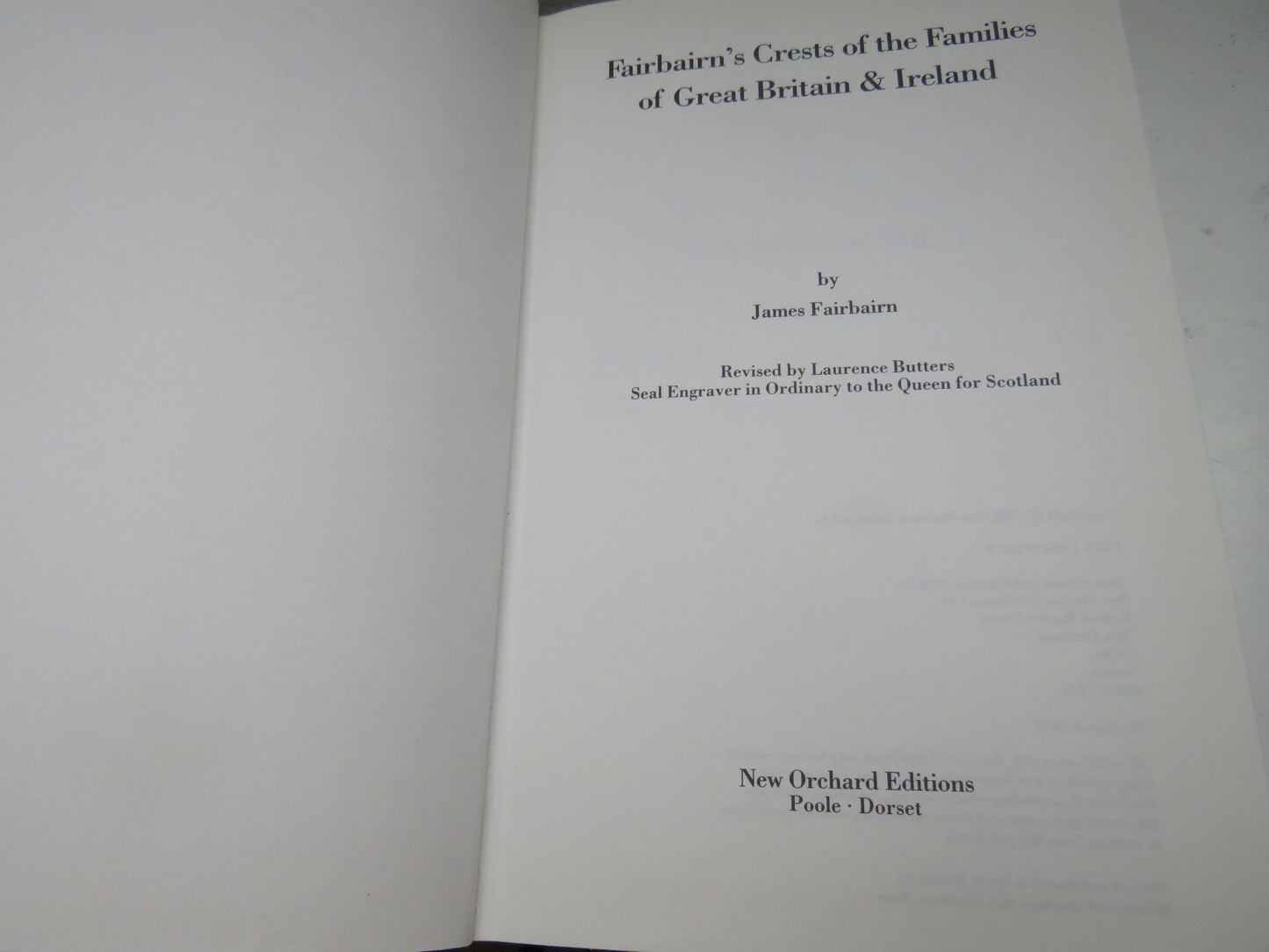 Fairbairn's Crests of the Families of Great Britain & Ireland By James Fairbairn 1988