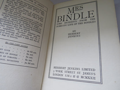 Mrs Bindle Some Episodes From The Domestic Life of The Bindles By Herbert Jenkins 1922 book image 4