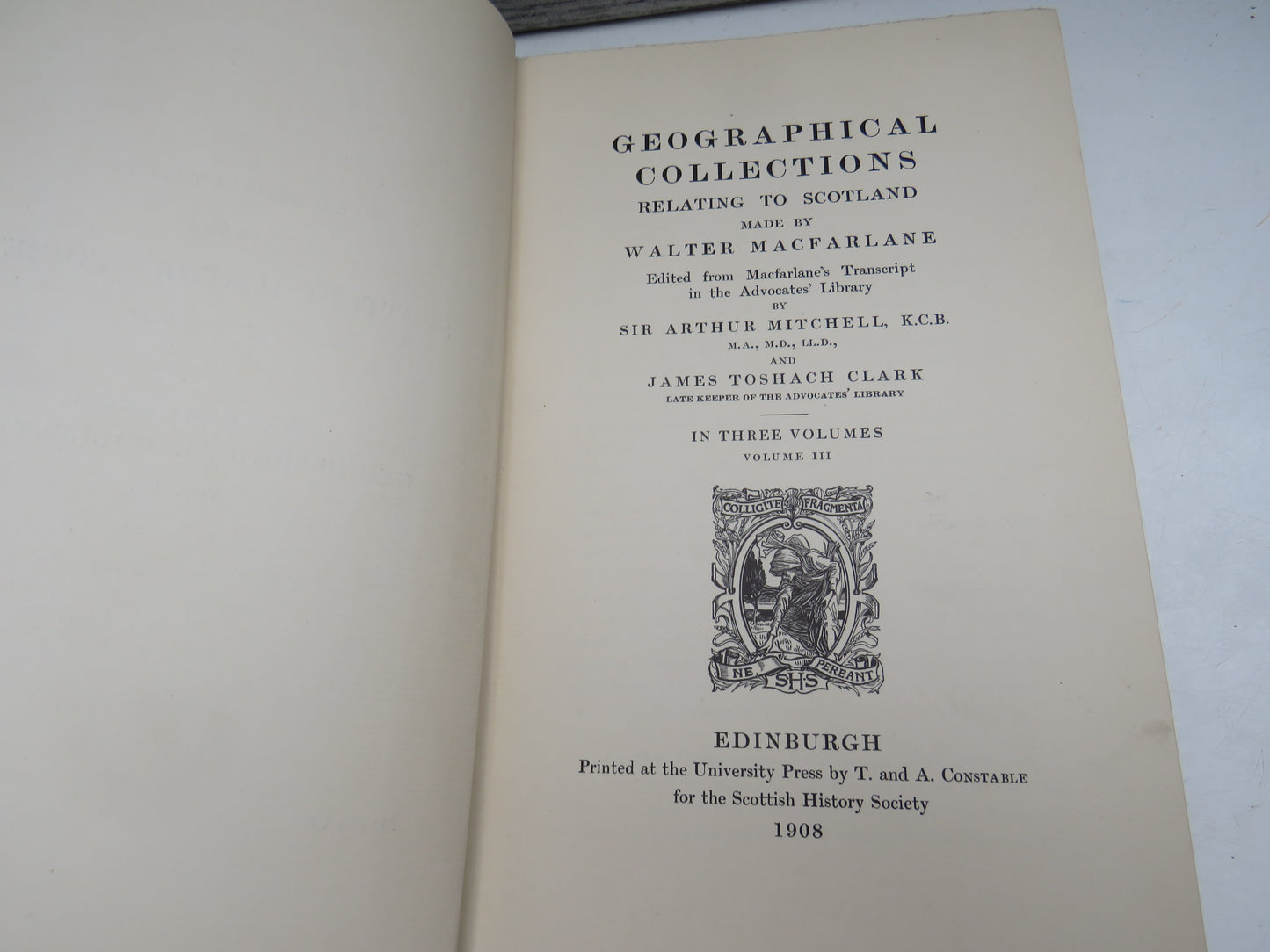 Geographical Collections Relating To Scotland Made By Walter MacFarlane 1908
