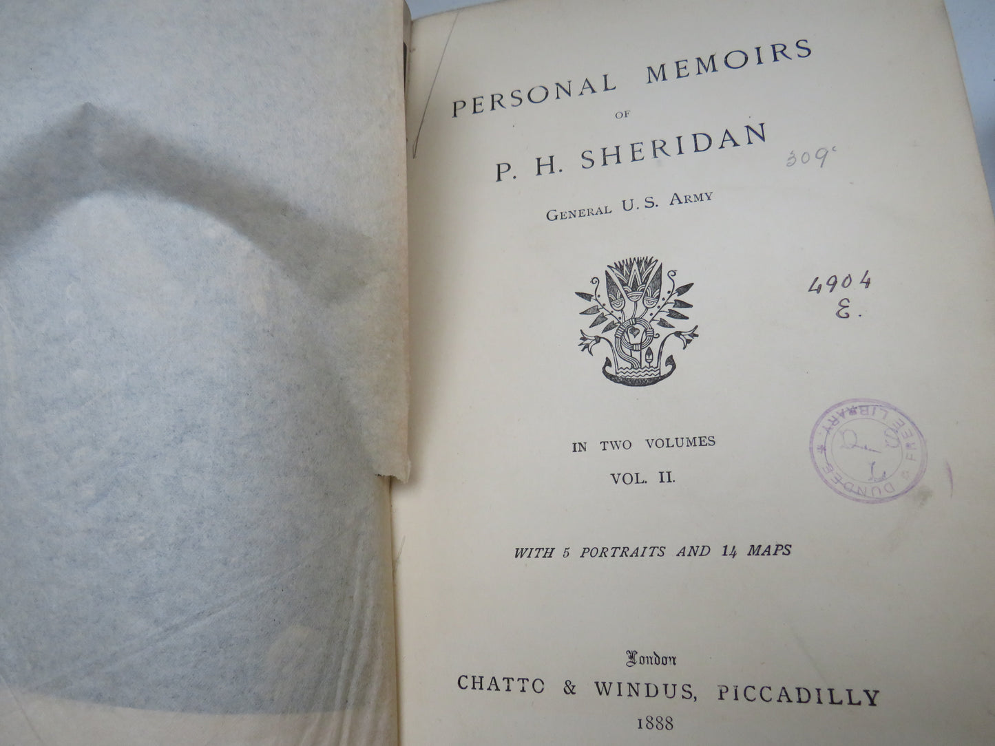 Personal Memoirs of P.H. Sheridan General U.S. Army In 2 Volumes 1888