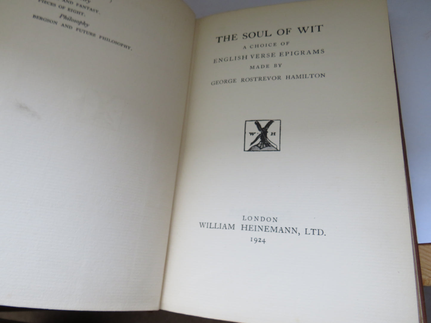 The Soul of Wit A Choice of English Verse Epigrams Made By George Rostrevor Hamilton 1924