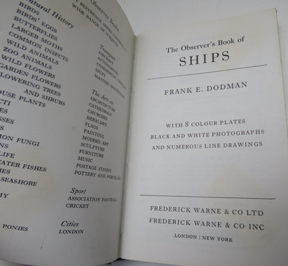 The Observer's Book of Ships by Frank E. Dodman, 1973 book image 4