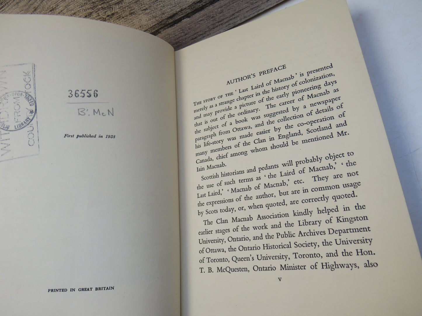 MACNAB The Last Laird By Roland Wild 1938 1st Edition