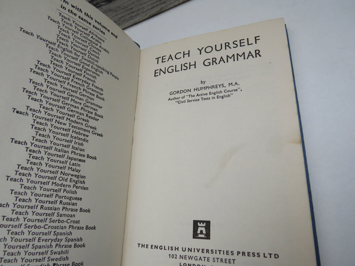 Teach Yourself English Grammar By Gordon Humphreys 1964