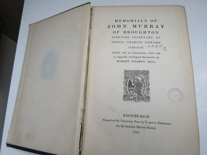 Memorials Of John Murray of Broughton Sometime Secretary To Prince Charles Edward 1740-1747 Antique  book image 4