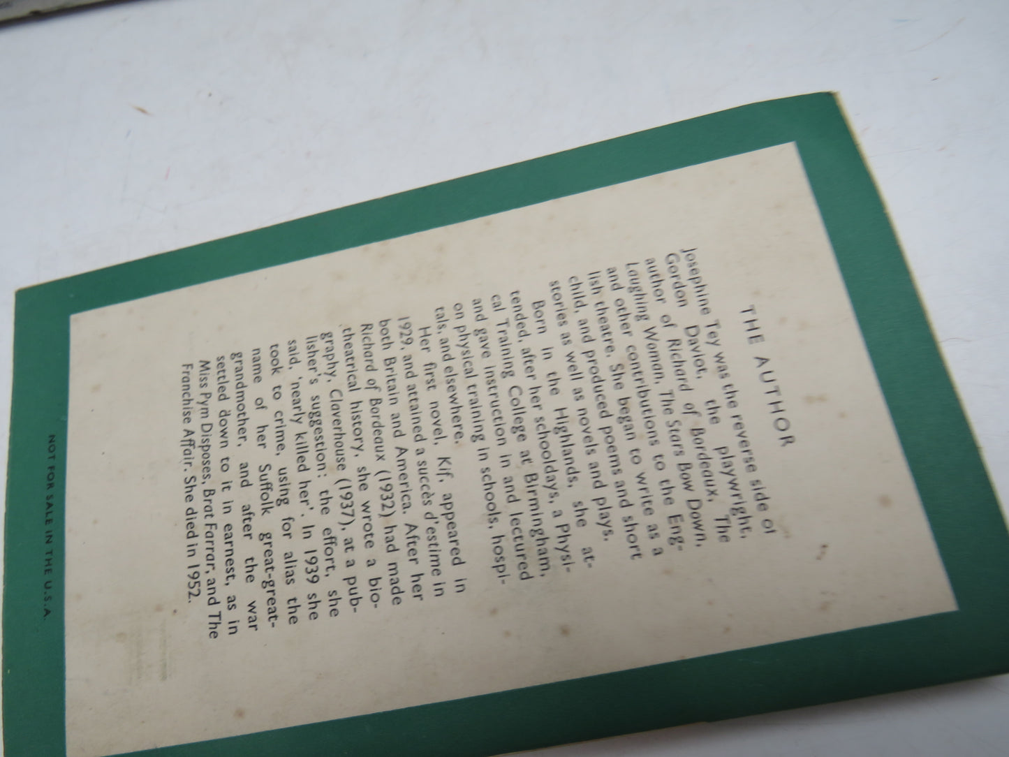 The Franchise Affair by Josephine Tey, 1954, Vintage Penguin Book