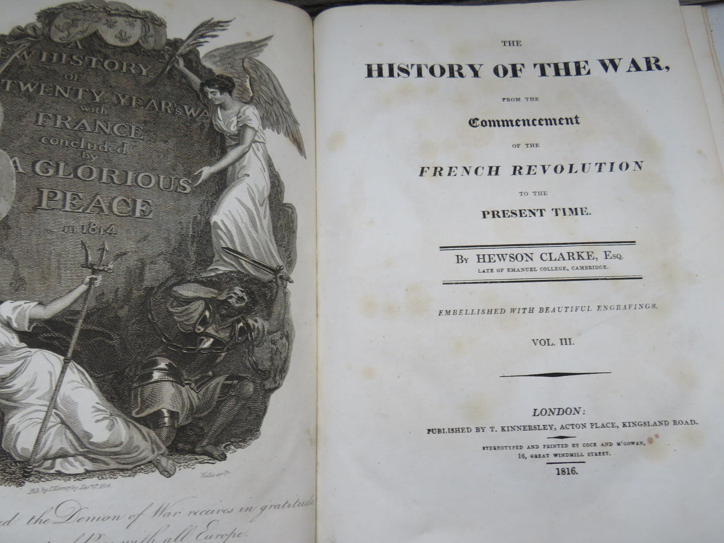 The History of the War, From The Commencement of the French Revolution To The Present Time By Hewson Clarke Volume III 1816
