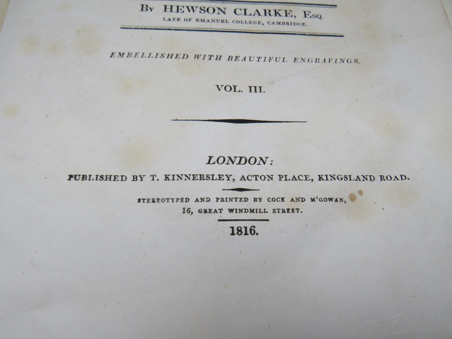 The History of the War, From The Commencement of the French Revolution To The Present Time By Hewson Clarke Volume III 1816