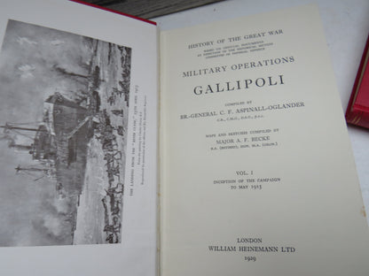 History of the Great War Military Operations Gallipoli Volume I With Maps 1929