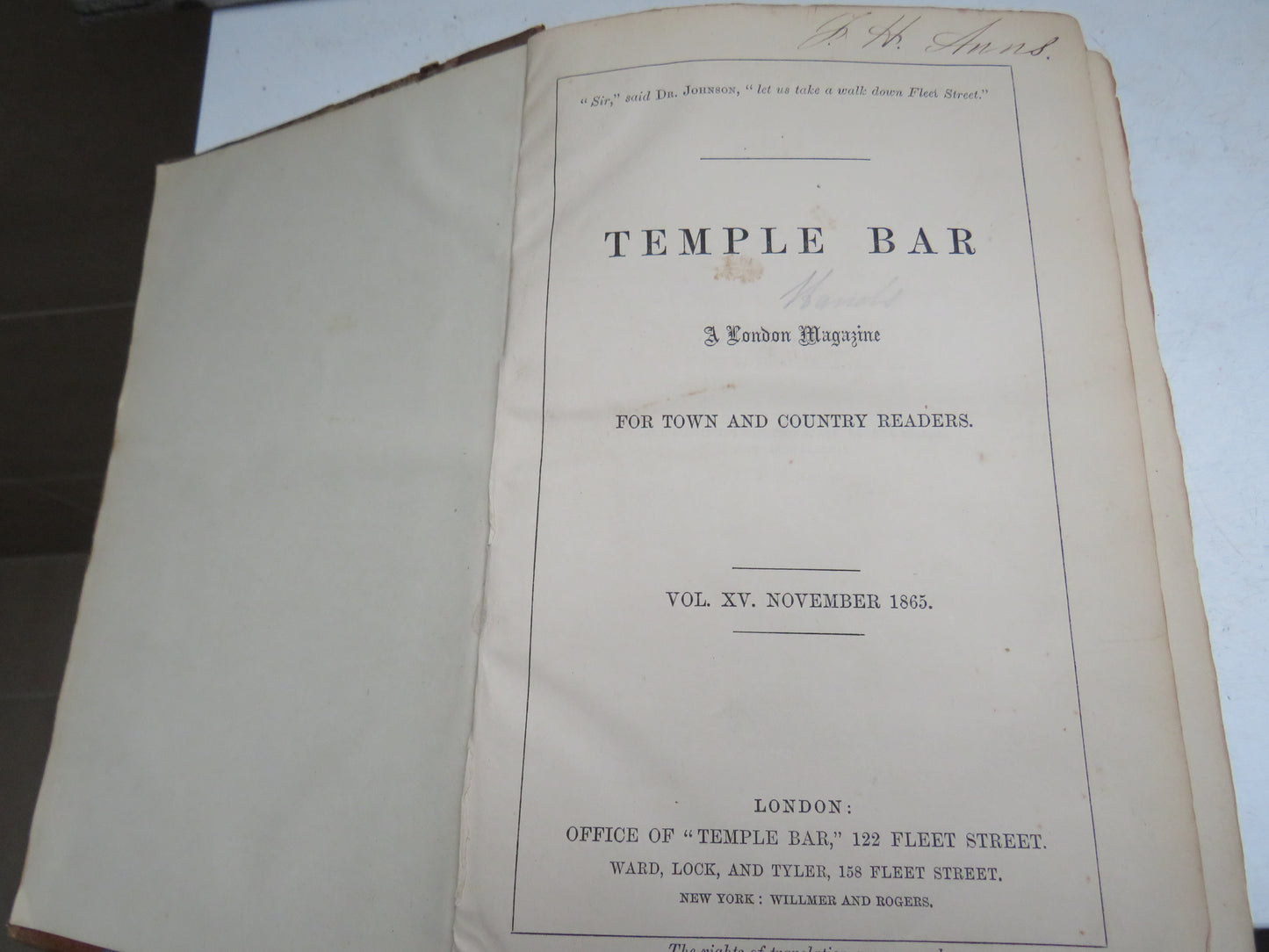 Temple Bar A London Magazine Vol. XV. November 1865