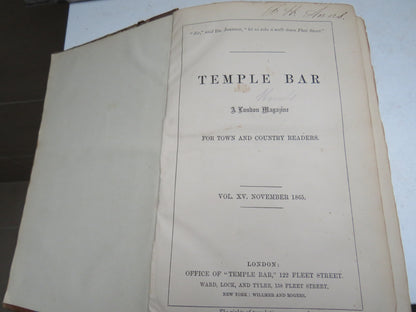 Temple Bar A London Magazine Vol. XV. November 1865