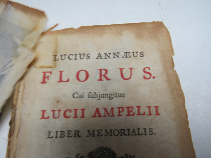 Lucius Annaeus Florus. Cui subjungitur Lucii Ampelii Liber Memorialis 1715 Antique Latin Book book image 4