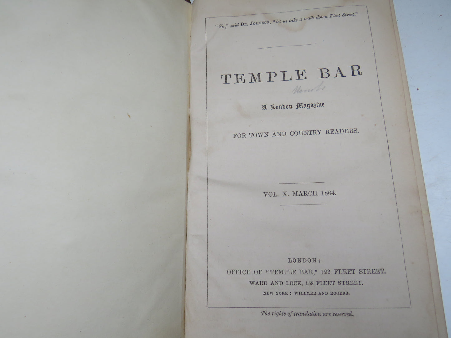 Temple Bar A London Magazine Vol X March 1864