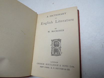 A Dictionary of English Literature By M. McCroben Routledge's Miniature Reference Library book image 2