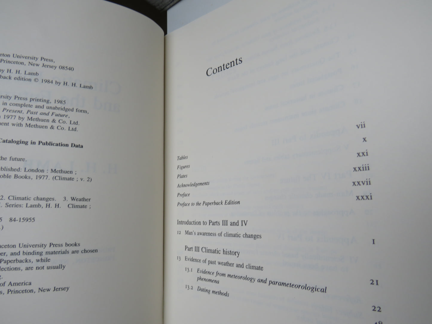 Climate History and the Future By H.H. Lamb 1984