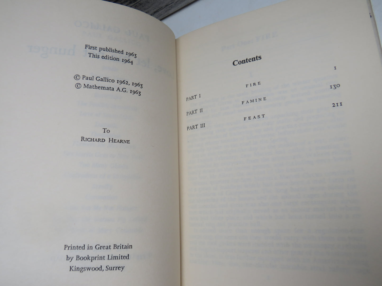 Love, Let Me Not Hunger By Paul Gallico 1964