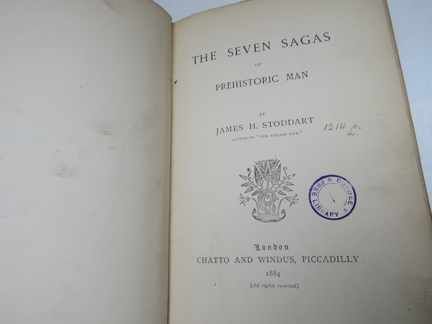 The Seven Sagas of Prehistoric Man By James H. Stoddart 1884 Antique Book