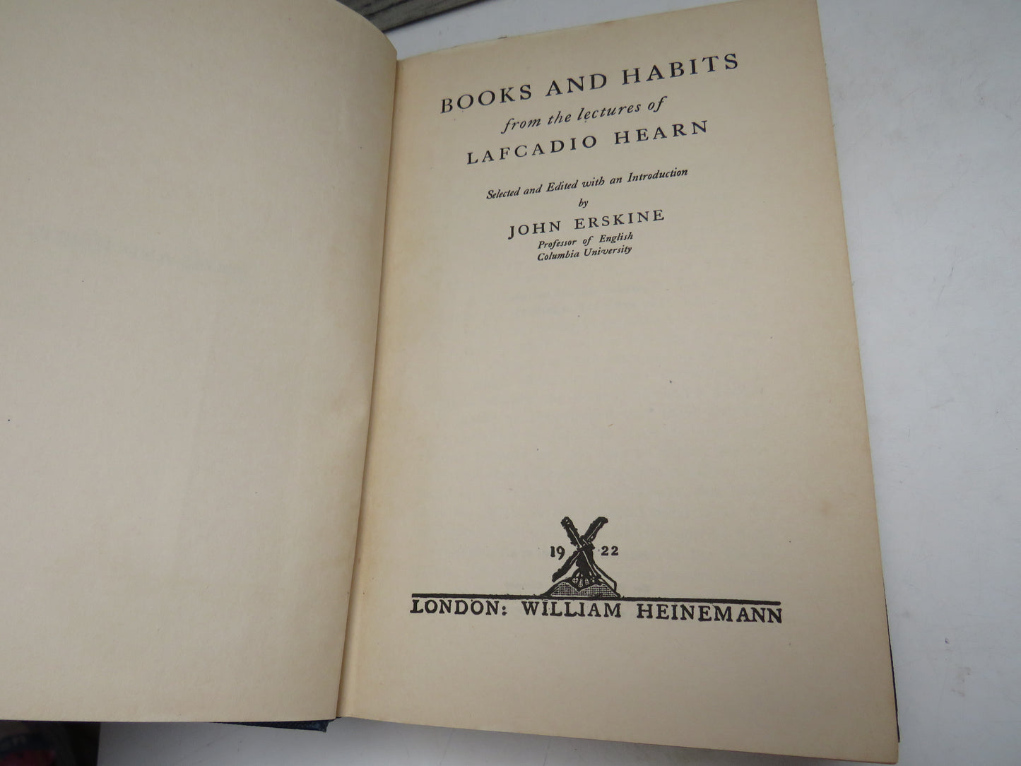 Books and Habits From The Lectures of Lafcadio Hearn By John Erskine 1922
