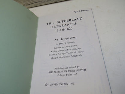 The Sutherland Clearances 1806-1820 An Introduction By David Forbes 1977 book image 3