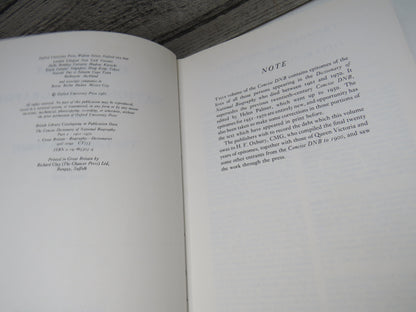 The Dictionary of National Biography The Concise Dictionary Part II 1901-1970 (1982)