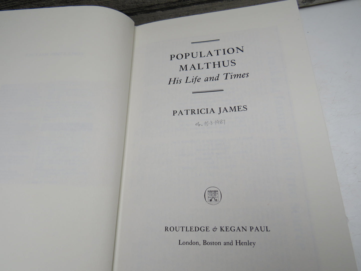 Population Malthus His Life and Times By Patricia James 1979