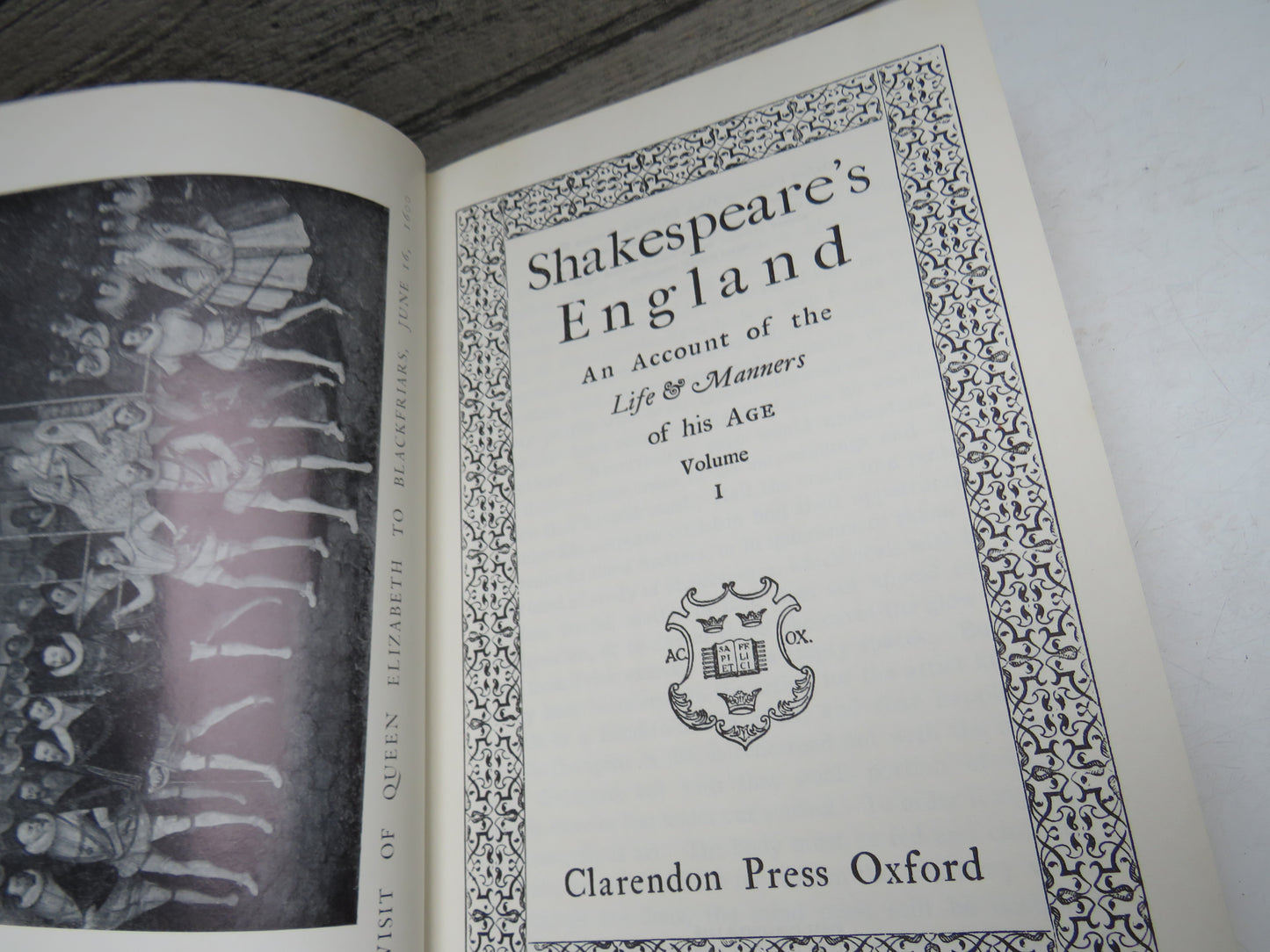 Shakespeare's England An Account of the Life & Manners of His Age Volume I 1966