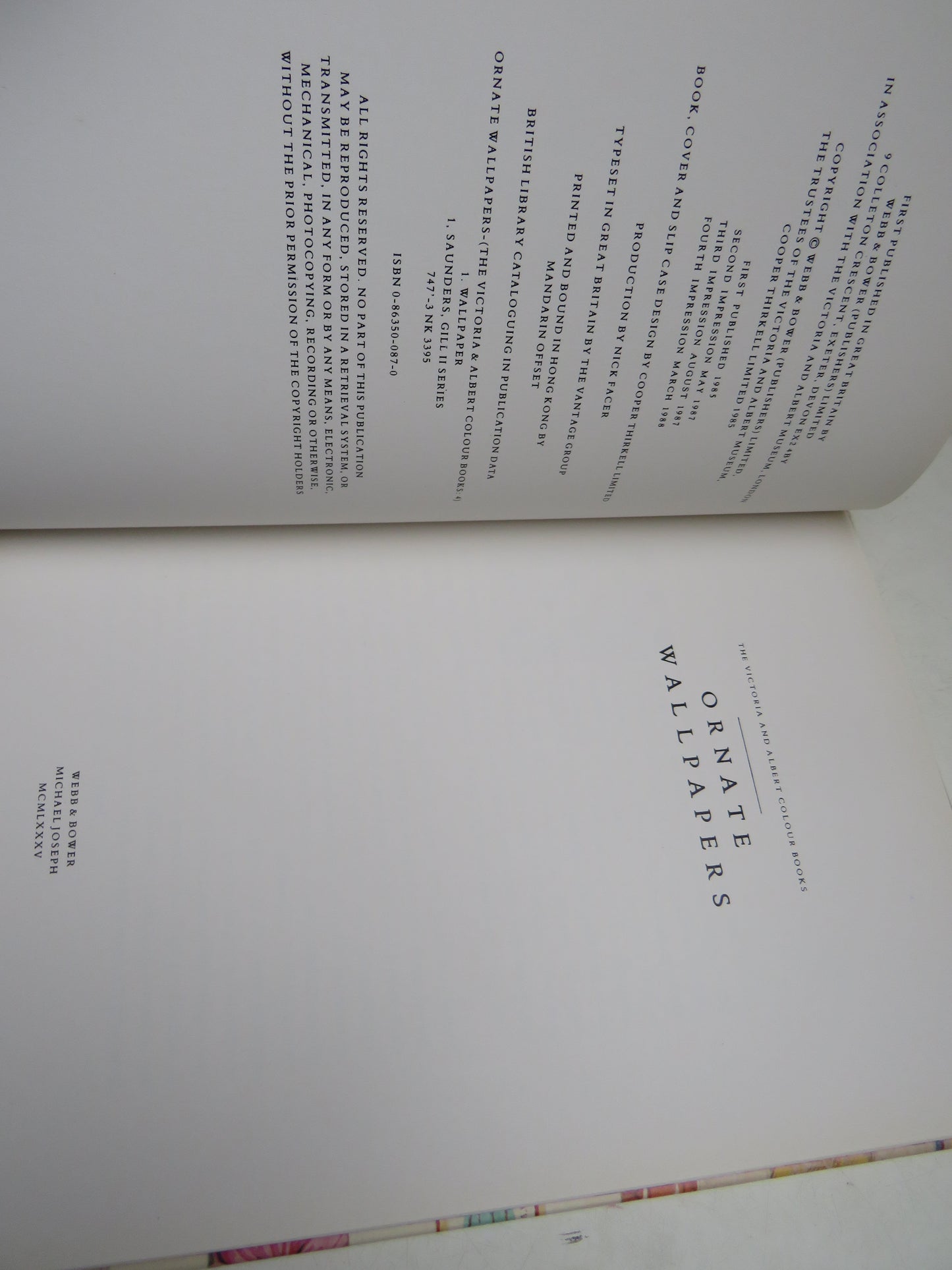 The Victoria and Albert Colour Books - Ornate Wallpapers 1988