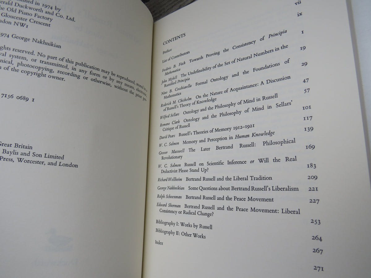 Bertrand Russell's Philosophy Edited by George Nakhnikian 1974