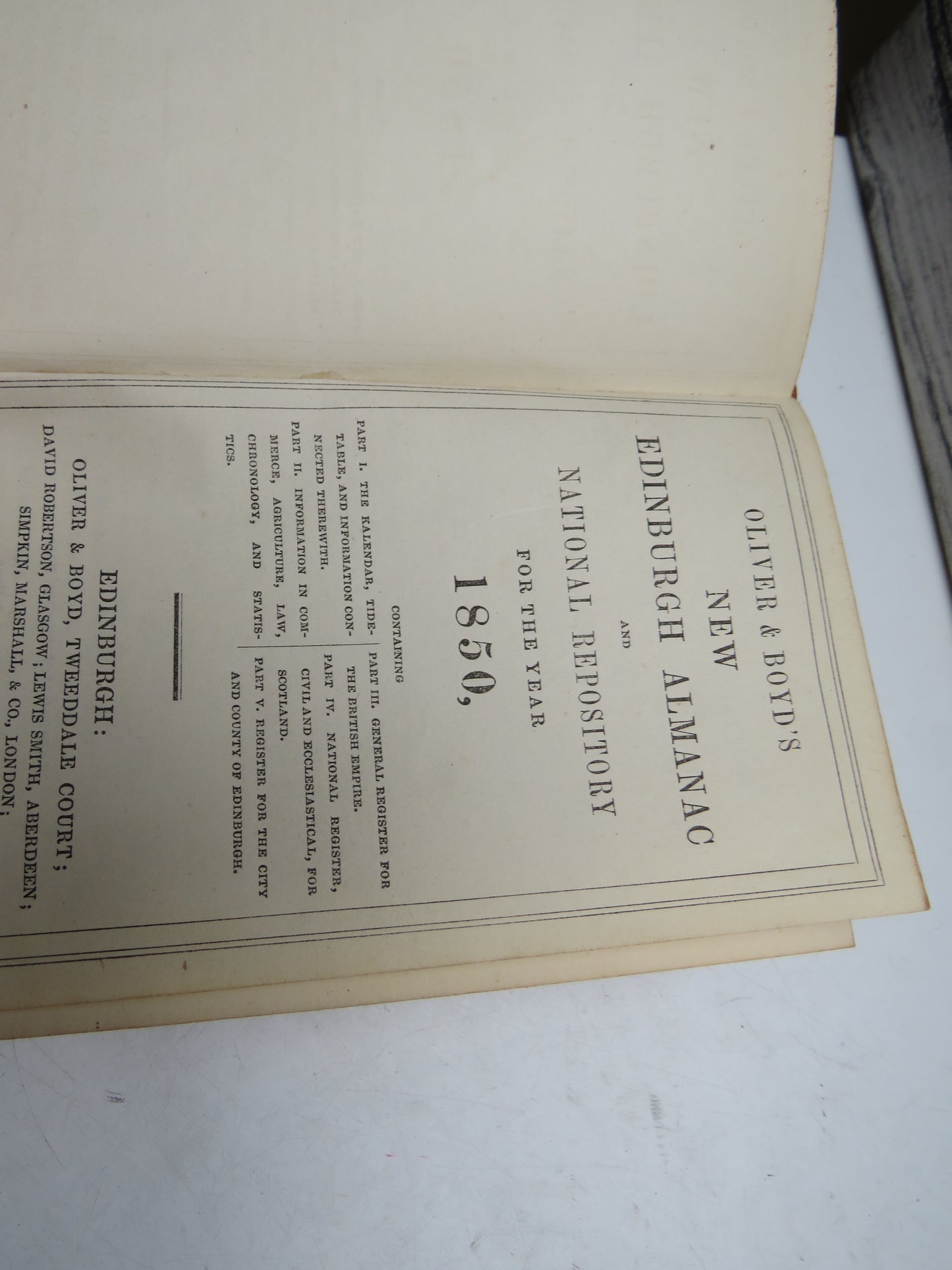 Oliver & Boyd's New Edinburgh Almanac and National Repository For The Year 1850
