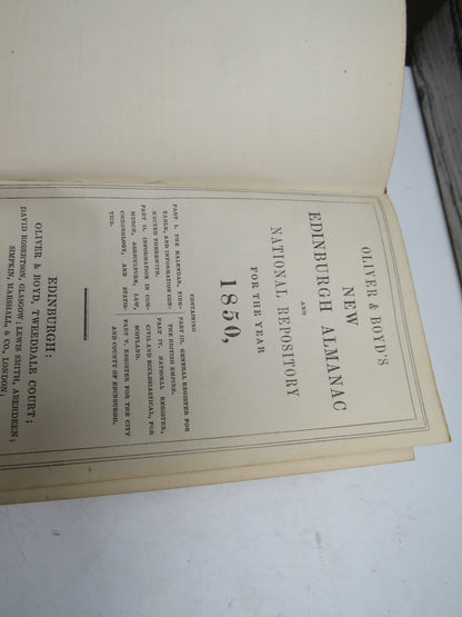 Oliver & Boyd's New Edinburgh Almanac and National Repository For The Year 1850
