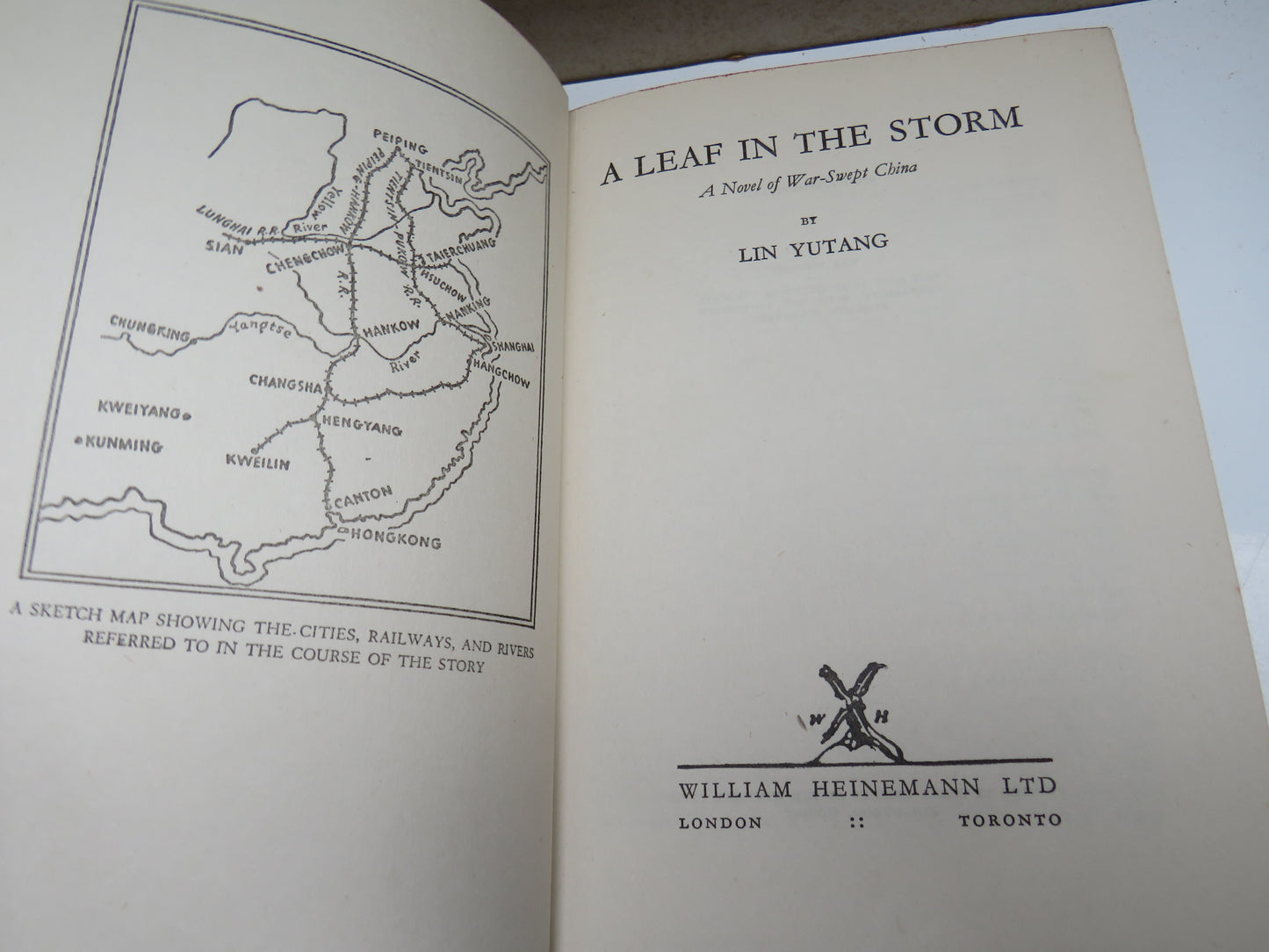 A Leaf In The Storm A Novel of War-Swept China By Lin Yutang 1942 1st Edition