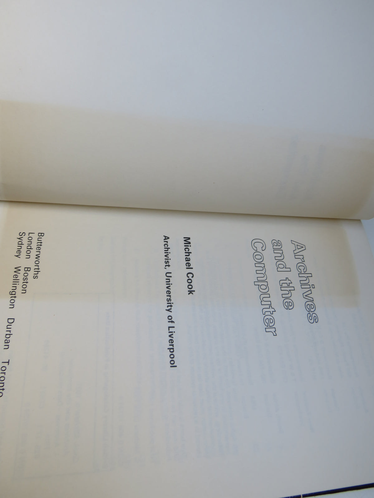 Archives and the Computer By Michael Cook 1980