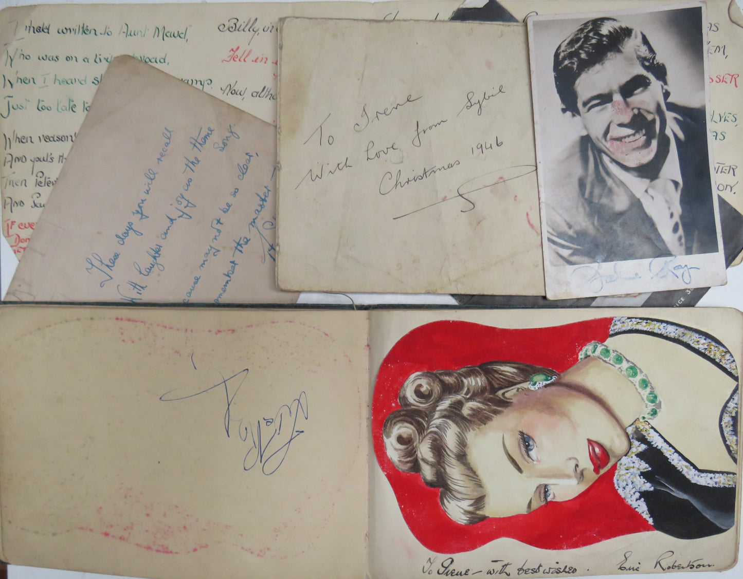 Interesting Antique Autograph Album / Scrap Book Including Johnnie Ray & The Deep River Boys 1947