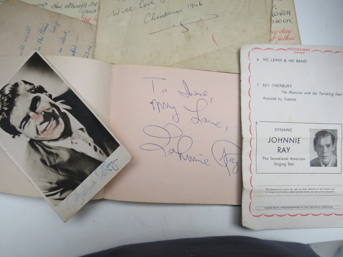 Interesting Antique Autograph Album / Scrap Book Including Johnnie Ray & The Deep River Boys 1947