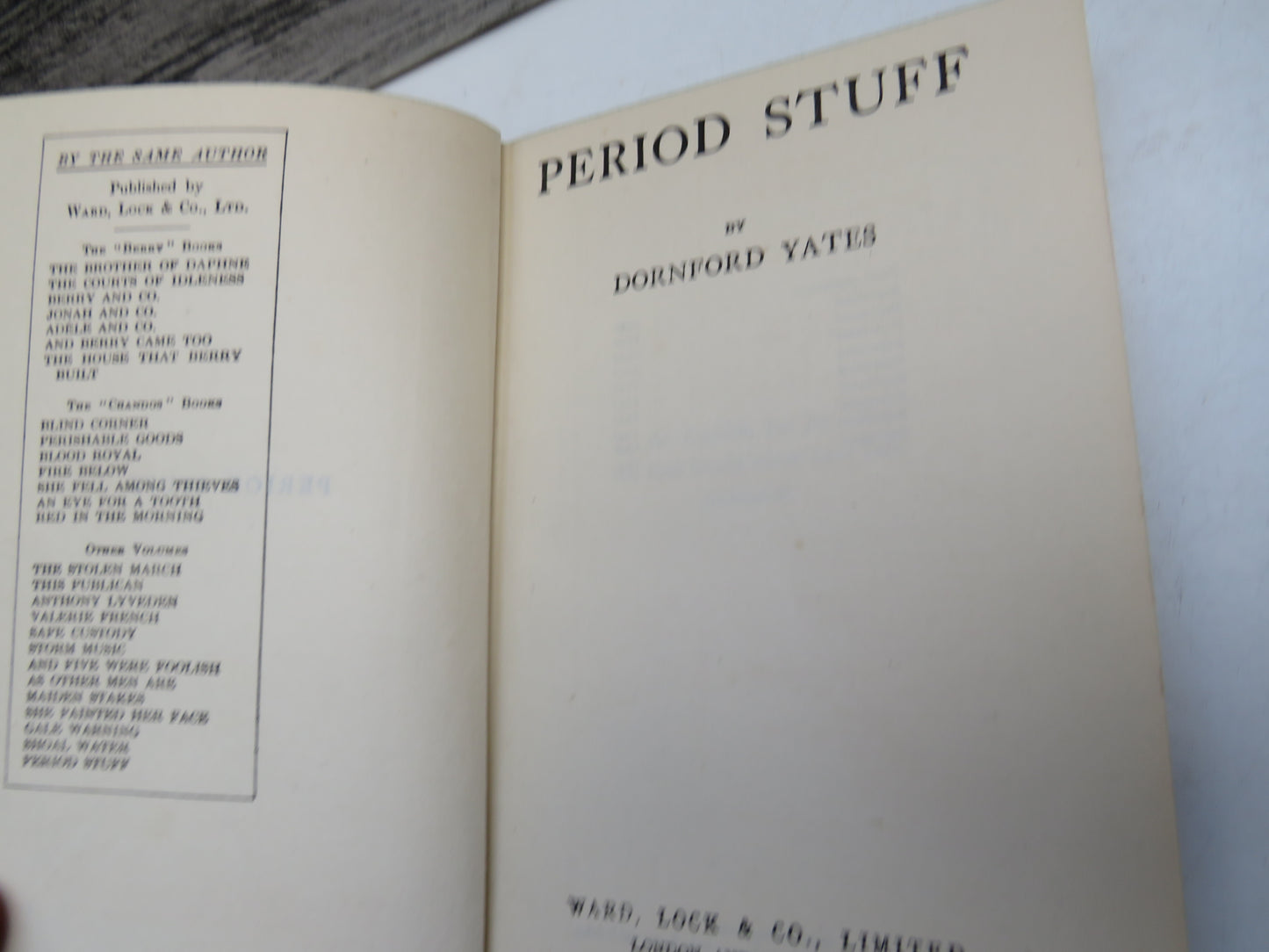 Period Stuff By Dornford Yates 1947