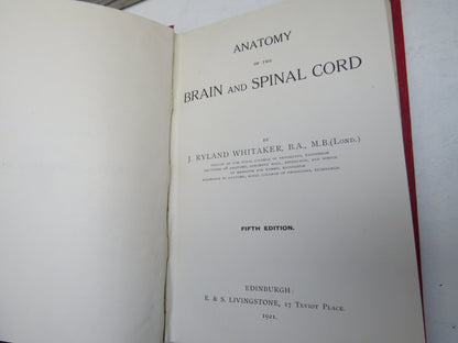 Anatomy of the Brain and Spinal Cord By J. Ryland Whitaker 1921 Antique Book