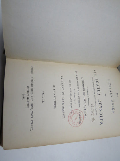 The Literary Works of Sir Joshua Reynolds By Henry William Beechy Vol II 1883