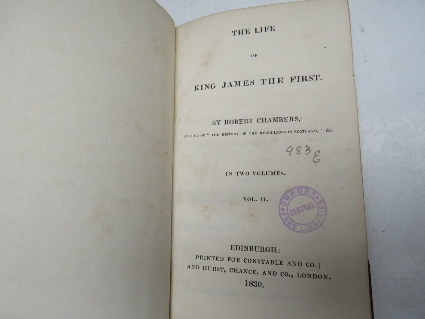 The Life of King James The First By Robert Chambers Vol II 1830 Antique Book