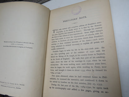 Benjamin Franklin His Life Written By Himself Edited For School Use, With Notes and A Continuation of His Life By D. H. Montgomery 1899